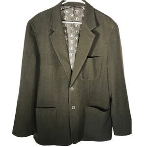 Nat Nast Jacket Blazer Large Mens Wool Olive Green Cashmere Silk Fall Winter L